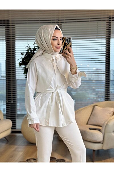 ALANURMODA 20759 Front Piece Detailed Shirt White