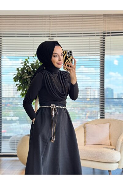 ALANURMODA 3375 Belt Detailed Skirt Black