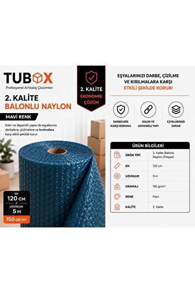 TUBOX Balonlu Pat Pat 150gr Eşya Taşıma Naylonu 120cm x 5m