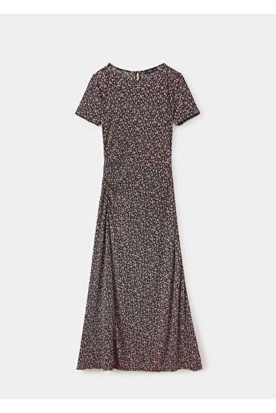 MANGO Woman Drape detaylı desenli elbise