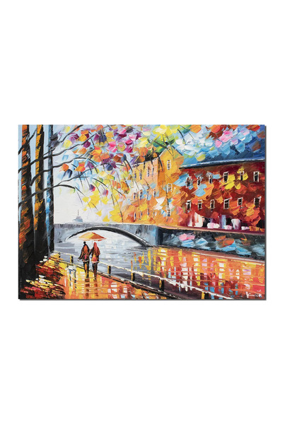 artnova Ръчно рисувана картина на влюбени, Тих вечерен час, 70x50см, маслена ...