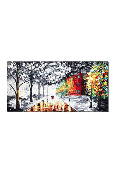 artnova Ръчно рисувана картина на влюбени за спалня, всекидневна, "Едногу кра...