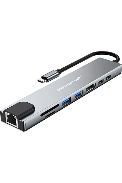 POWERTECH Σταθμός σύνδεσης USB-C με HDMI 4K PD Ethernet Γκρι (PT-1536)