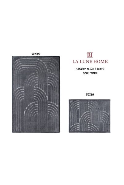 la lune home طقم سجادة حمام ماكارون 100% قطن، قطعتين