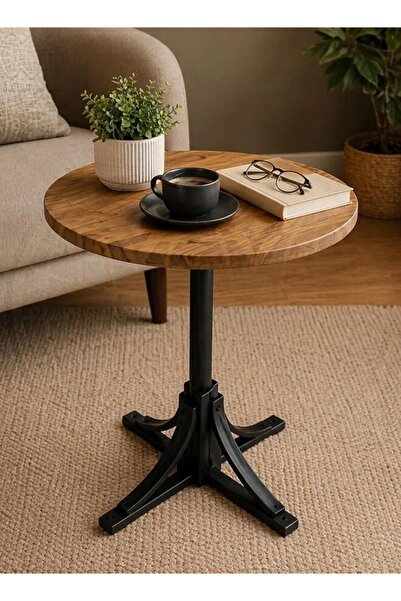 Cady One 45*60cm Side Table Round Coffee Table with Wooden Top and Metal Fram...