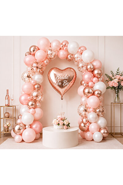 MERİ PARTİ Bride to Be Bachelorette Balloon Chain Set 50 Pieces Rose Gold Pin...