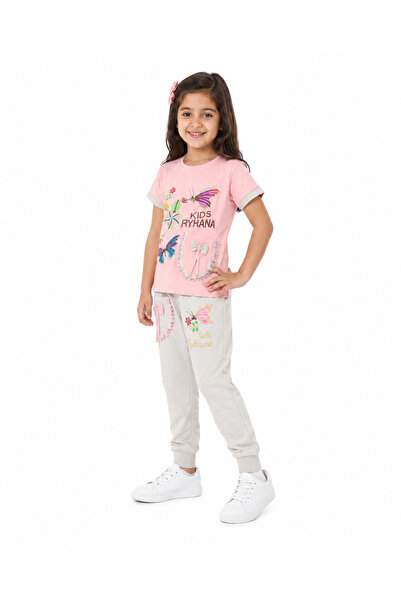 MADE Girls' Set T-Shirt and Trousers with Butterfly Embroidery