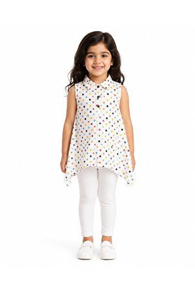 MADE Girls Polka Dot Sleeveless Top 5 Years White