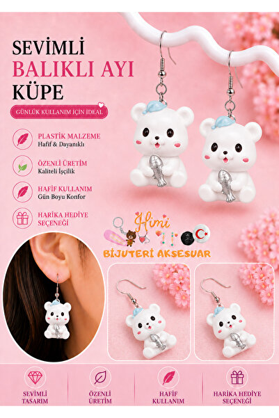 himi bijuteri aksesuar Cheerful Cute Teddy Bear Animal Figured Dangle Earring...