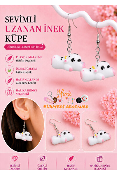 himi bijuteri aksesuar Reaching Out Cow Joyful Cute Animal Figured Dangle Ear...