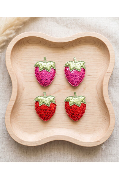 Jeevee Set of 4 Cute Strawberry Figured Baby Hair Clips for Thin Hair
