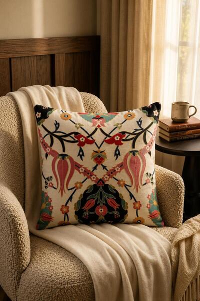 Bella Home Premium Goblen Embroidery Cushion Cover 40 cm X 40 cm - 1 Piece