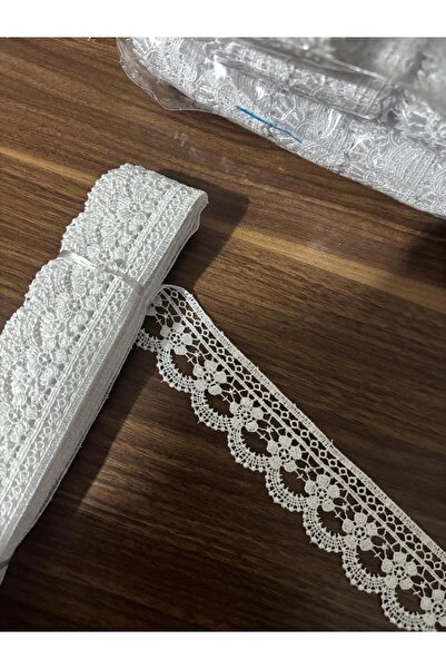 Butik Klasik Güpür Dantel 9 Metre Beyaz Dantel Şerit Çeyizlik Dikiş Nakış Hob...
