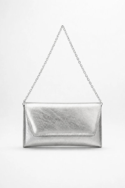Morlex Silver Bag with Leather Look Chain Strap for Women - Stylish Portfolio...