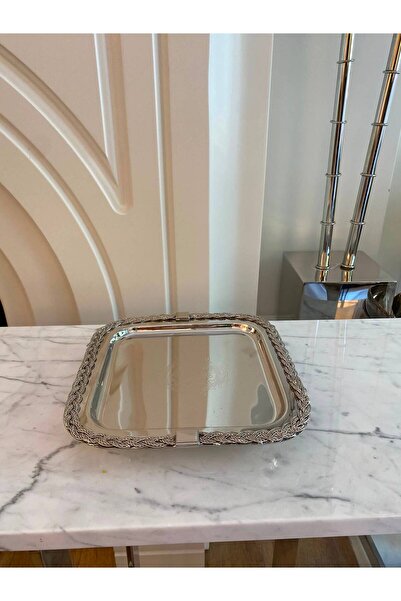 Dekordan House Square Silver Bowl with Brass Rope