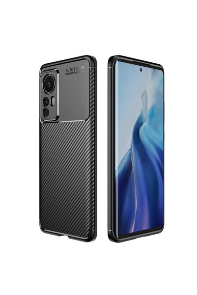 zore حافظة هاتف Xiaomi Mi 12 من السيليكون ذات المظهر الكربوني مع حماية فائقة ...