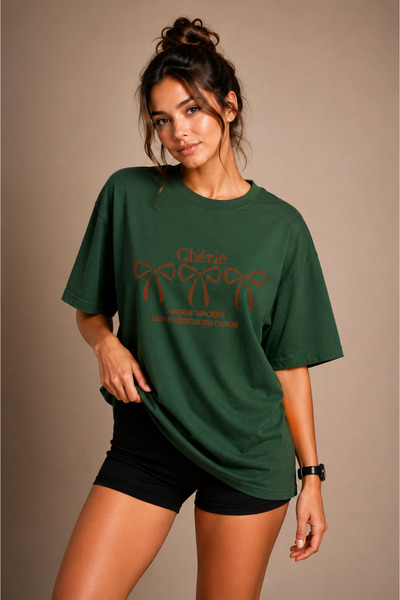 FECCY Premium Cherry Kurdalye Unisex Oversize Women's T-Shirt Cotton Oversize...
