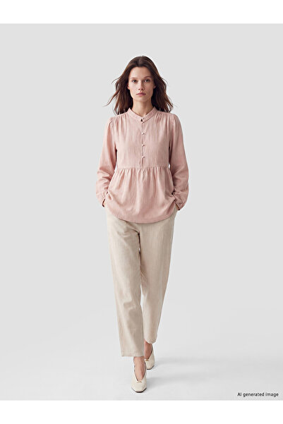 LC Waikiki Gray Elastic Waist Women's Muslin Trousers