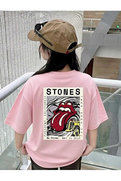 New Shine Rolling Stones Printed Oversize Cotton T-Shirt
