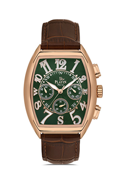 Platin Pierre Hds-1293Gb-S10 Leather Cord Functions Active Men Wrist Watch