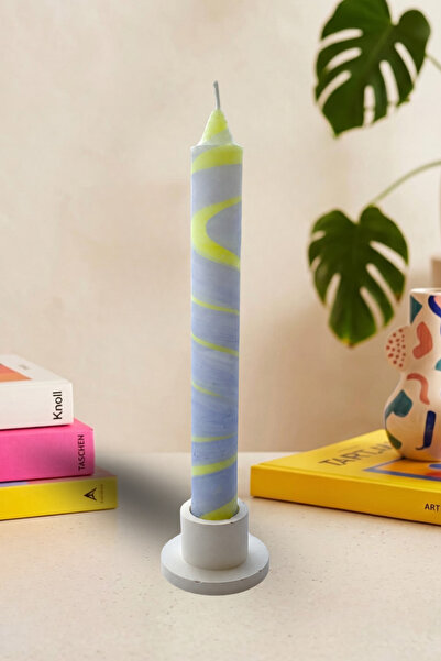 Kyphi Natural El Yapımı Ebru Şamdan Mumu | Dekoratif Blok Candle | 20 cm 8 Sa...