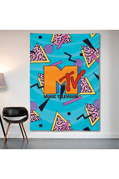 Geek Cultcha Mtv Retro Wall Cloth Wall Tapestry First Quality Satin Fabric Po...