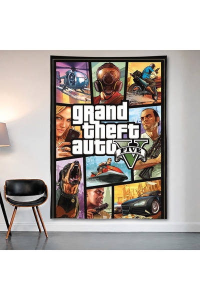 Geek Cultcha لوحة جدارية من Grand Theft Auto V، ملصق من قماش الساتان عالي الجودة