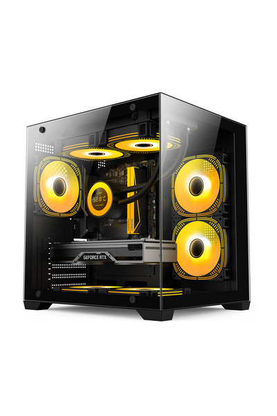 Atheron Eagle PRO Panoramik Micro ATX Gaming Kasa | 5x120mm ARGB Fan | 9 Port...
