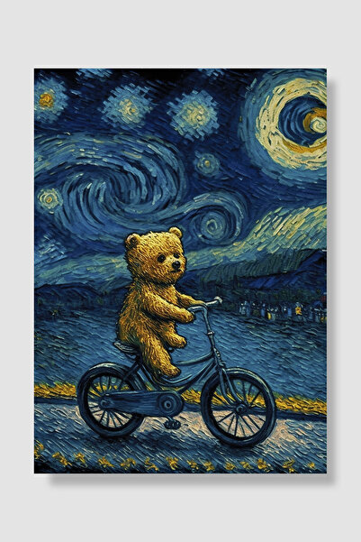 Luna Marissa Van Gogh Poster Bicycle Teddy Bear Starry Night Art Poster Wall ...