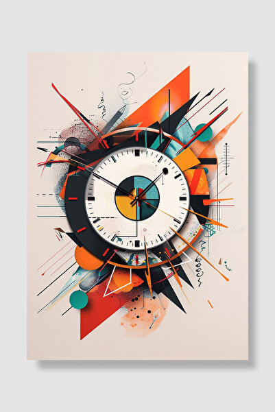 Luna Marissa Poster cu ceas, abstract, geometric, colorat, artă modernă, deco...