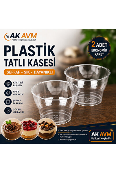 Şeffaf Plastik Çorba ve Tatlı Kasesi Çok Amaçlı Sunum Kabı Meze Puding Magnolia Kasesi