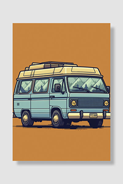 Luna Marissa Plakat za minibus Plavi vintage minibus Slika planinskog pogleda...