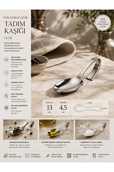 PALU GASTRO Stainless Steel Tasting Spoon – 13 cm Stylish and Ergonomic 1 Piece