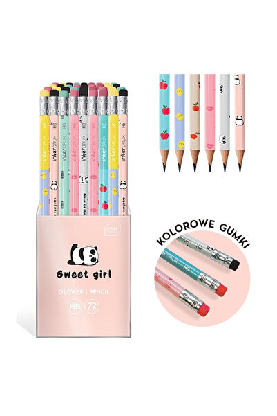 Interdruk Creioane HB Sweet Girl set 72 buc multicolor cu radiera