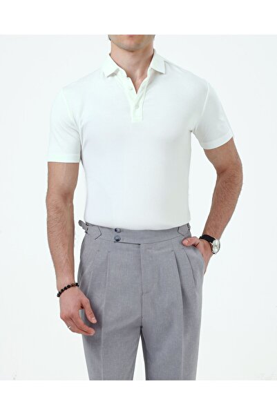 TerziAdemAltun Italian Style Slim Fit Men's Italian Collar Short-Sleeved Knit...