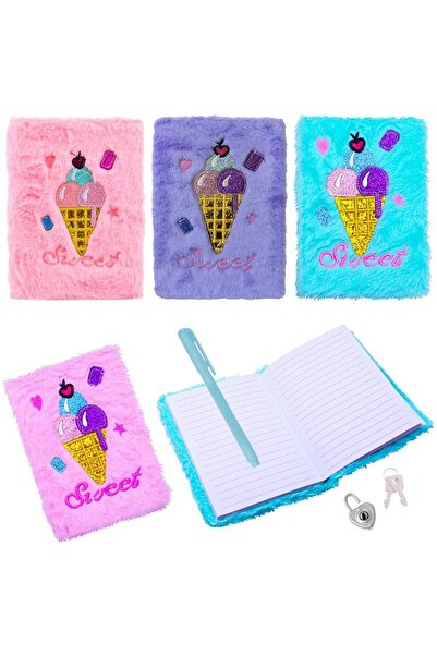 Trifox Jurnal Sweet Ice Cream, coperta plusata, cu lacat si chei, pix inclus,...