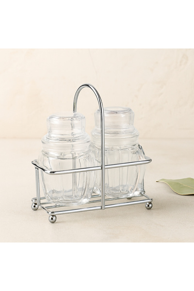 magicool Acrylic Salt and Pepper Shakers Set of 2 with Metal Stand