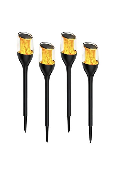 YBOSHOP Set 4 lampi solare de gradina tip torta, efect flacara, senzor lumina...