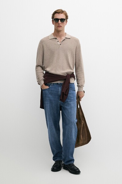 Massimo Dutti %100 pamuklu muline triko polo yaka kazak
