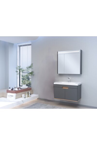 DENKO Troy 80 cm Antrasit Gri/Hazar Banyo Dolabı