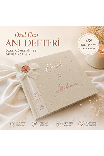 Norm Design Düğün, Nişan Anı Defteri – Keten Kapak | BÜYÜK BOY | Guest Book
