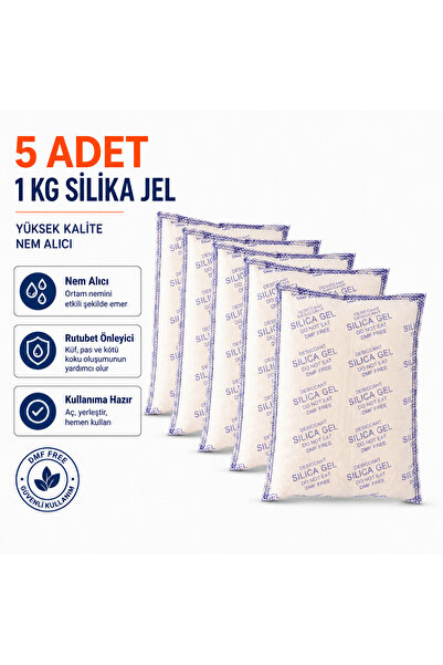 KEEPSAKE 5 Adet 1 Kg Silika Jel Nem Alıcı Rutubet Önleyici Şeffaf