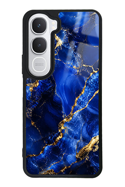 Spoyi Vivo Y31 Sapphire Gold Marble Tasarımlı Glossy Telefon Kılıfı