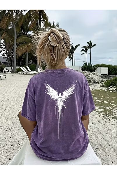 Toum Gothic Angel Printed Washable Vintage Unisex Oversize T-Shirt