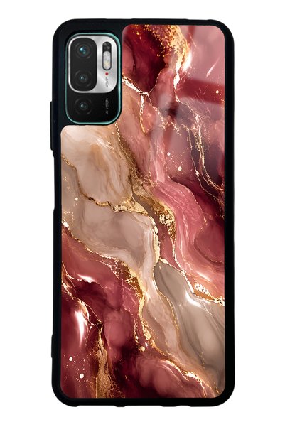 Spoyi حافظة هاتف لامعة بتصميم رخامي ذهبي بورجوندي لهاتف Xiaomi Redmi Note 10 5G