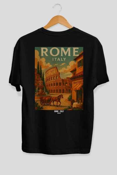 Ankhises Rim Italija 2 Crna Oversize Majica sa zadnjim printom Unisex 100% Pa...