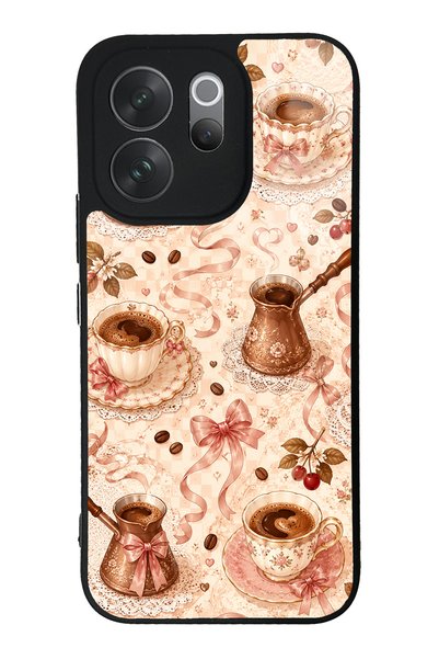 Spoyi Vivo V70 Glossy Phone Case with Blush Coffee Bow Design