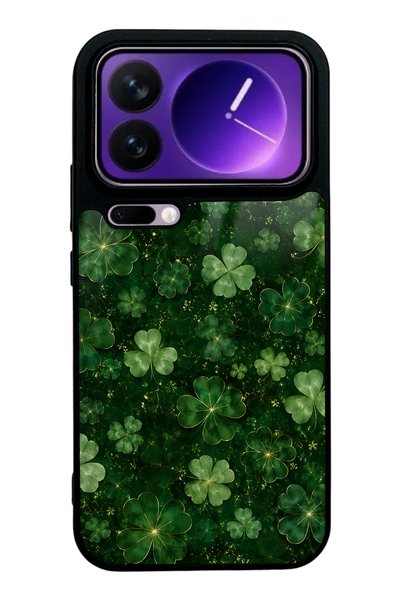 Spoyi حافظة هاتف Xiaomi 17 Pro Max بتصميم Emerald Lucky Clover لامعة
