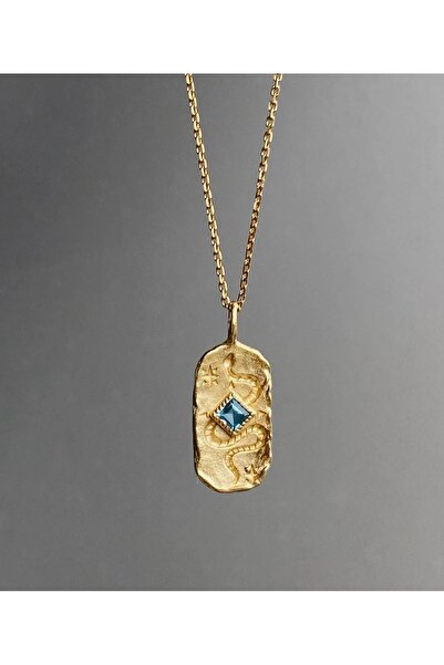 Fjellor SERPENTIS Azure Gold 925 Ayar 14K Altın Kaplama Mavi Zirkon Taşlı Yıl...
