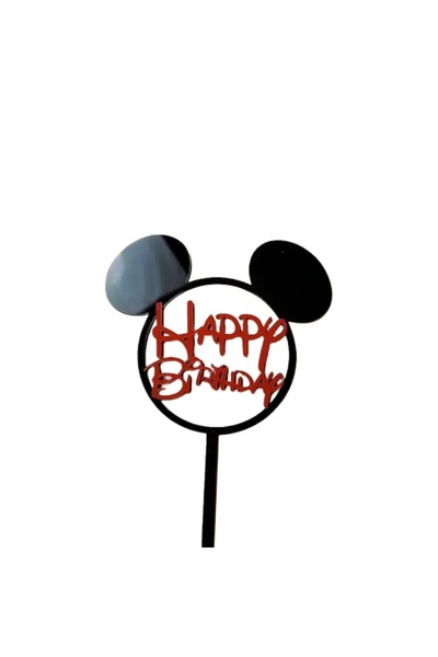 Baloane Vesele Topper Tort Mickey Mouse Happy Birthday Negru Rosu Decor Party...